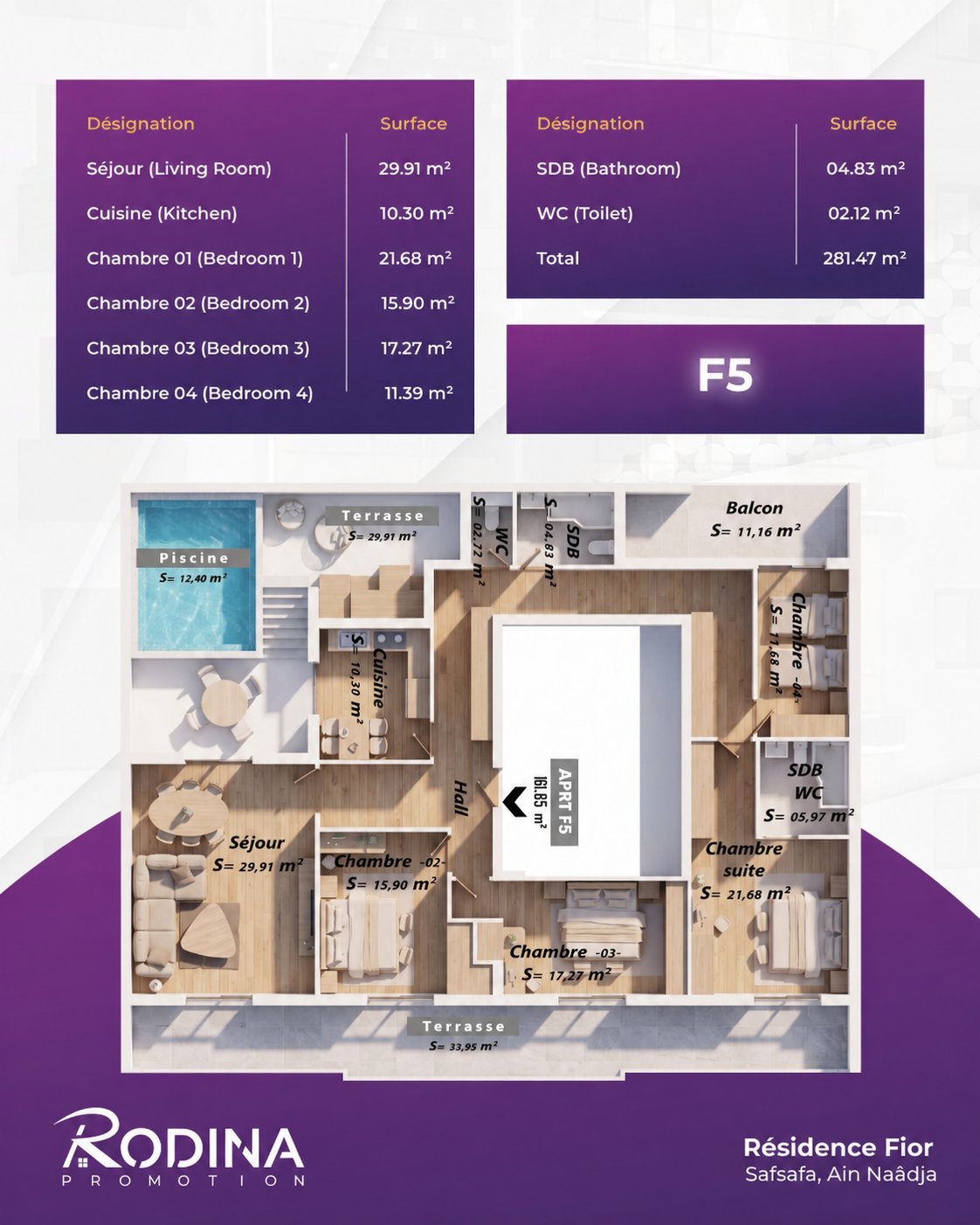 Plan appartement Penthouse - 281,47 m²